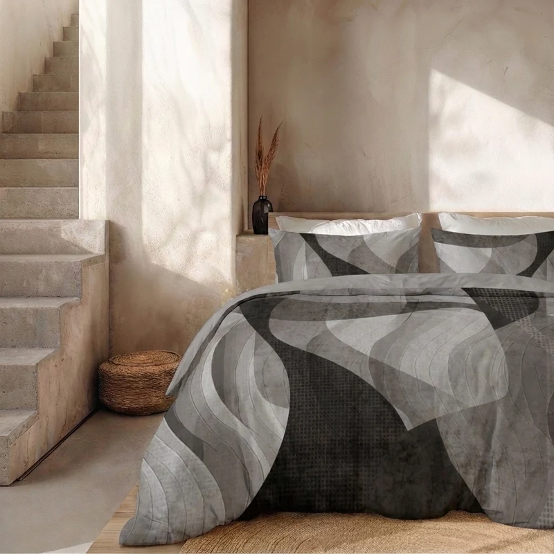Dekbedovertrek Percale-Katoen - Abstract Marble - Grijs