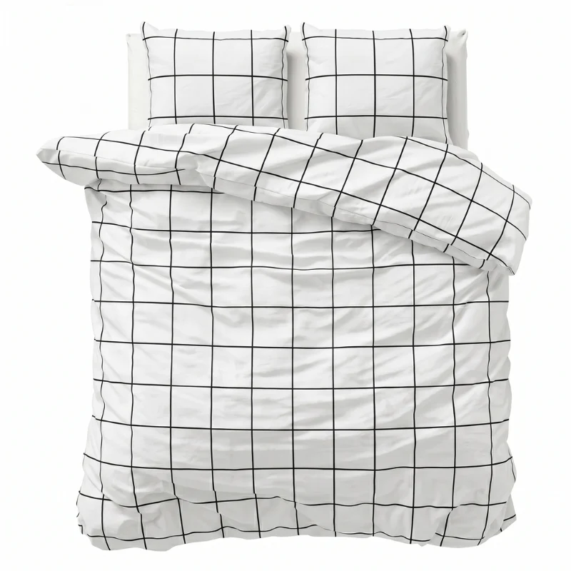 Dekbedovertrek Percale-Katoen - Squared Wit