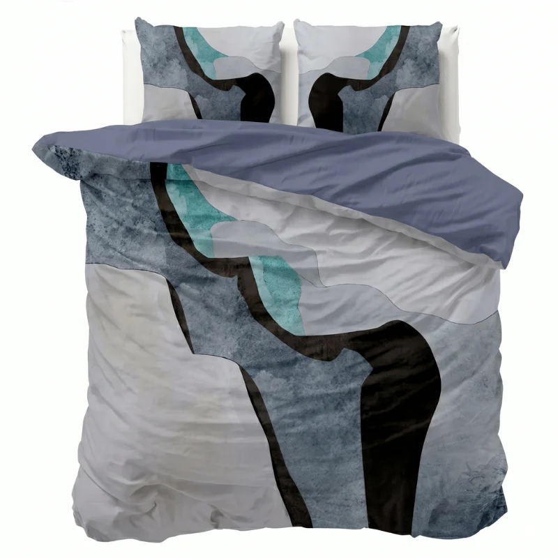 Dekbedovertrek Percale-Katoen - Abstract Marble - Blauw