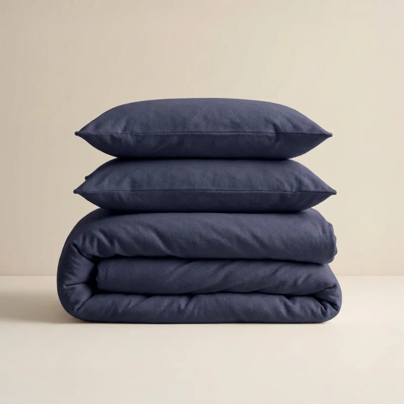 Dekbedovertrek Katoen Flanel - Uni - Navy