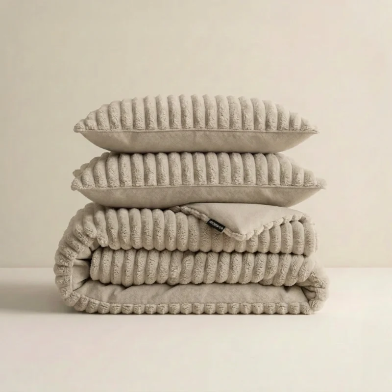 Dekbedovertrek Teddy Rib - Taupe