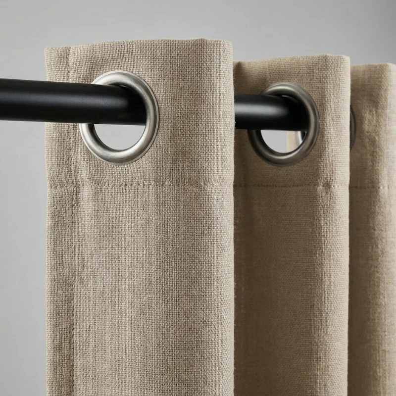 Gordijnen met Linnen Look - Ringen - Beige