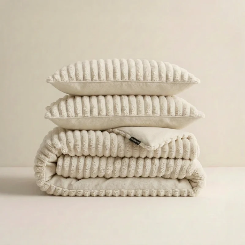 Dekbedovertrek Teddy Rib - Creme/Off White