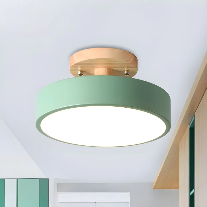 Nordic LED Ceiling Light with Wood Canopy Shade | Laspria