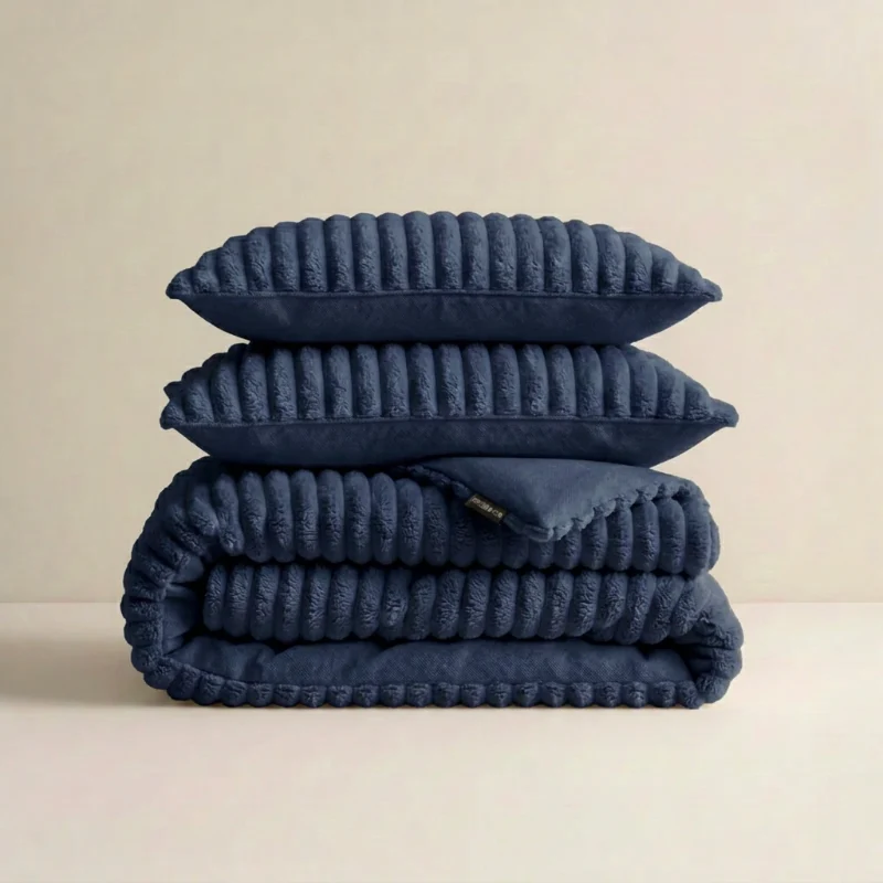 Dekbedovertrek Teddy Rib - Navy