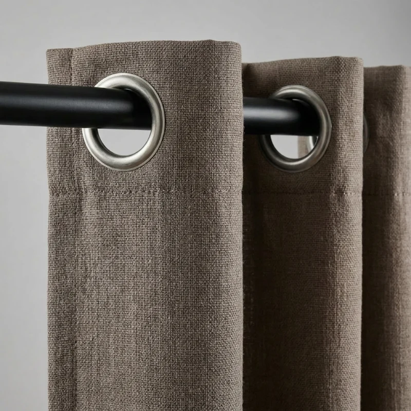 Gordijnen met Linnen Look - Ringen - Taupe