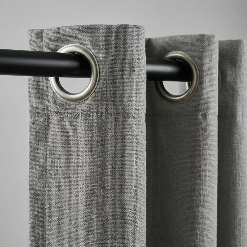 Gordijnen met Linnen Look - Ringen - Grijs