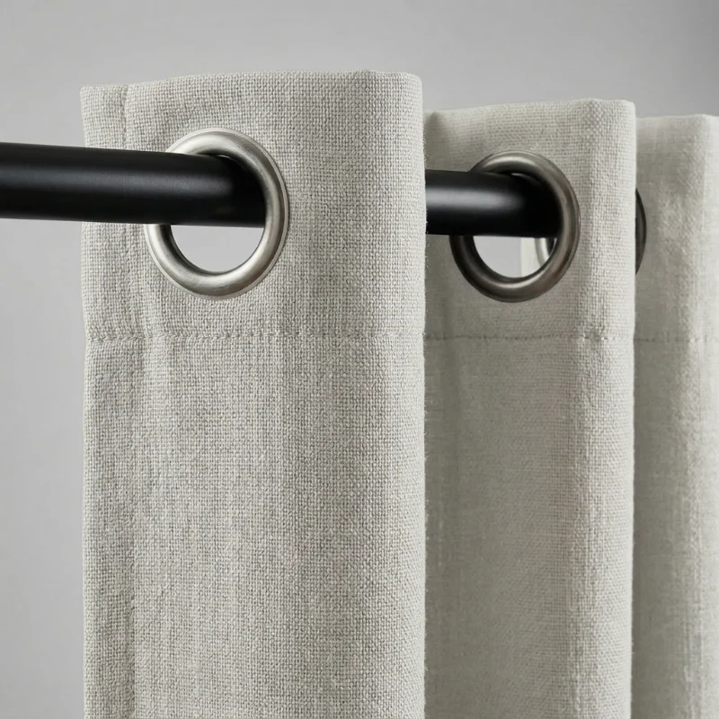 Gordijnen met Linnen Look - Ringen - Off White