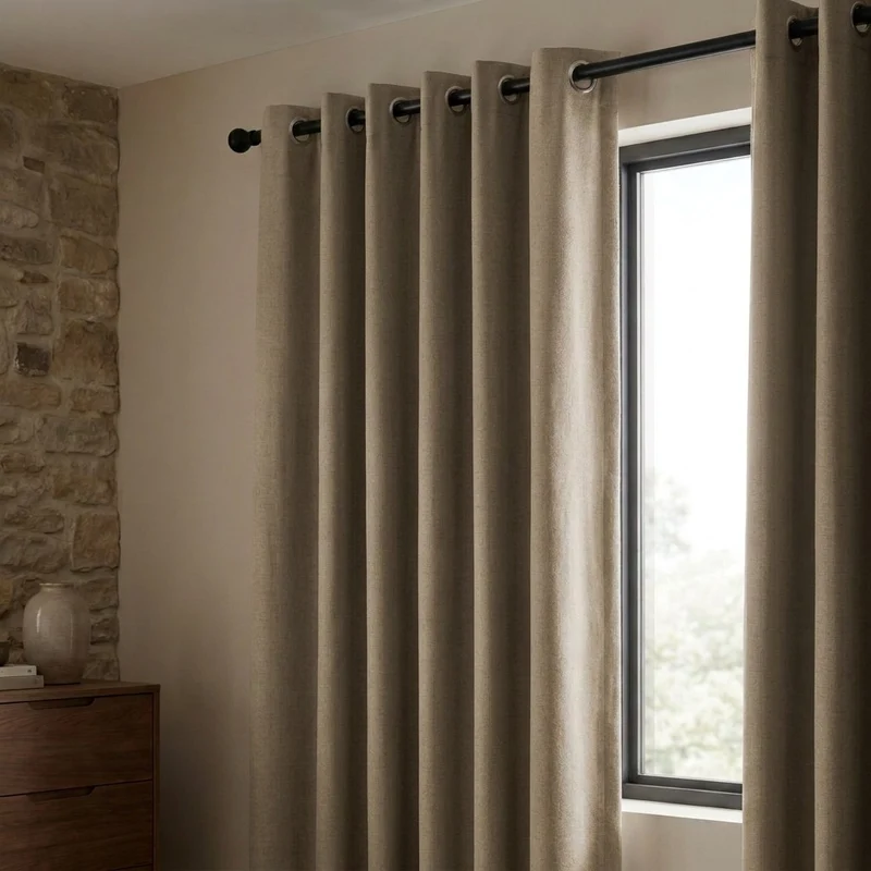 Gordijnen 100% Verduisterend - Ringen - Beige