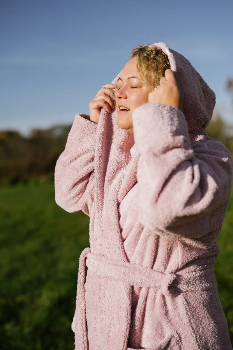 RÄTT Badjas Unisex — Katoenen badstof met Capuchon, OEKO-TEX (handgemaakt in Estland)