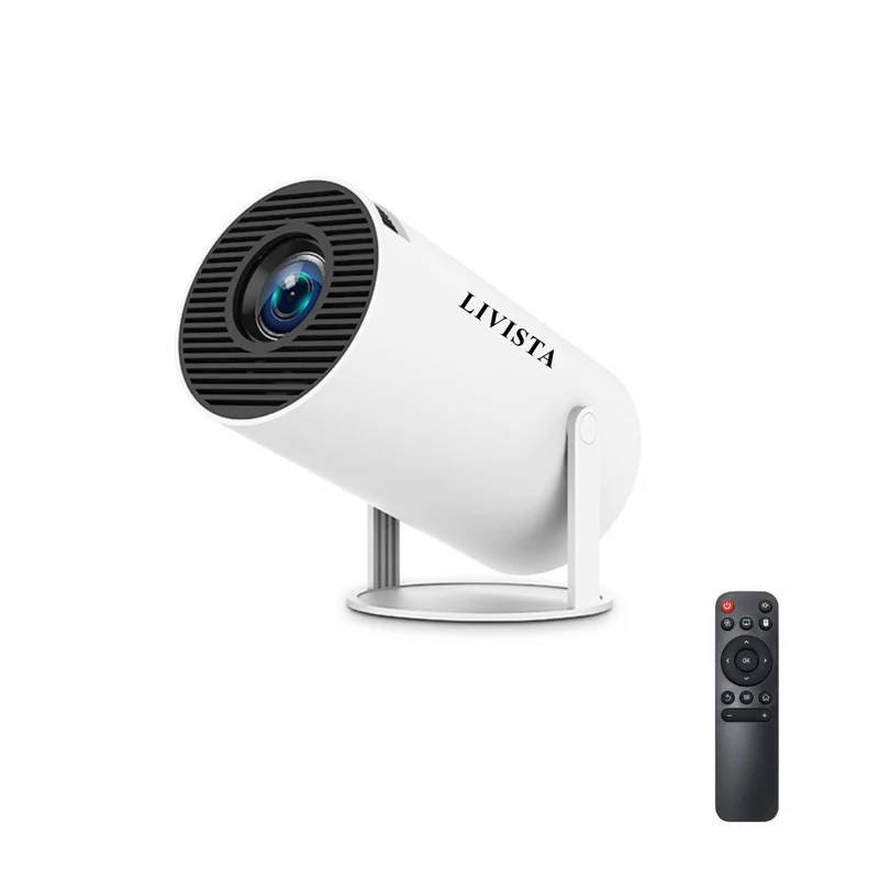 Livista Smart Mini Beamer – 4K Ondersteuning – Android 13 – WiFi 6 & Bluetooth 5.0 – Auto Keystone – Draagbare HD Projector – Voor Thuisbioscoop, Gaming & Presentaties – Geschikt voor IOS en Android – Wit