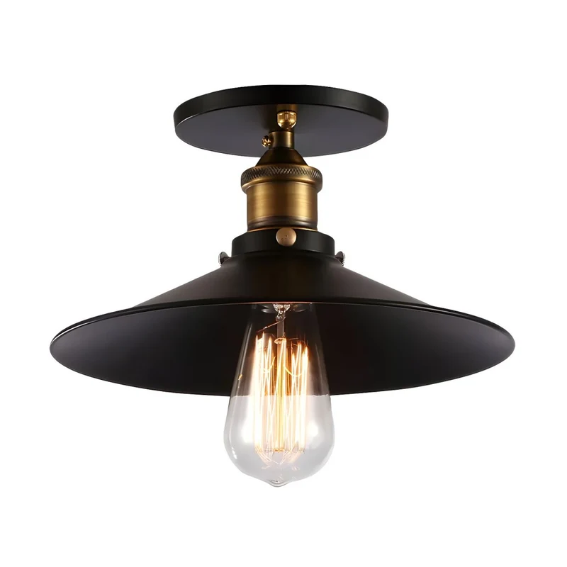 Retro Industrial Metal Semi Flush Ceiling Light | Elnora