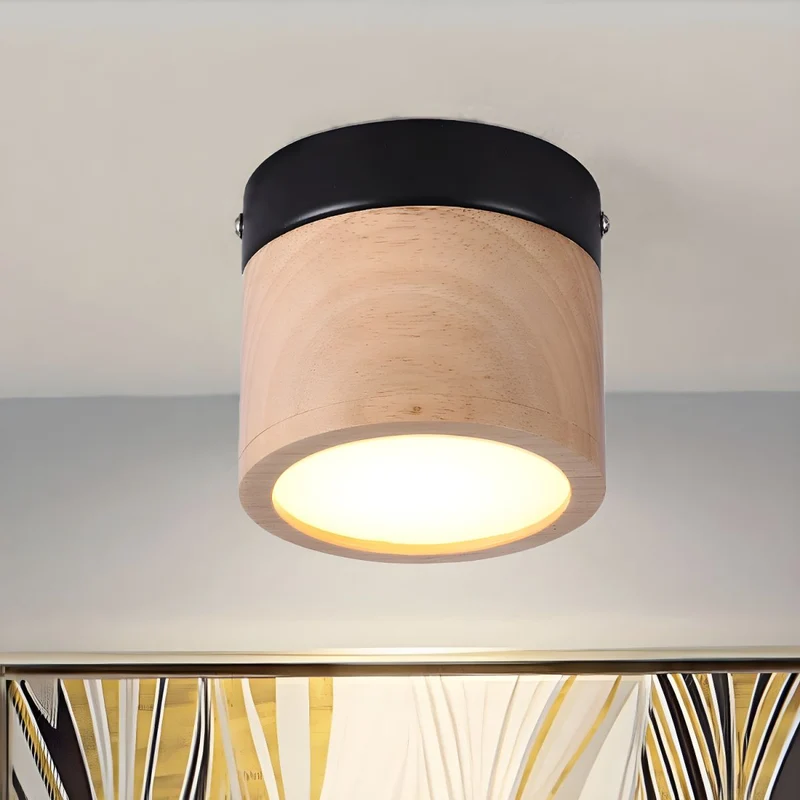 Nordic Wood Shade Flush Mount Ceiling Light | Ceilara