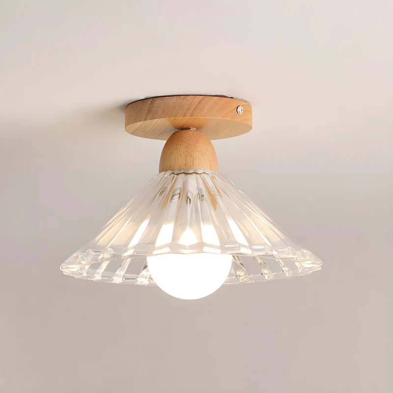 Nordic Ribbed Glass Cone Semi-Flush Ceiling Light | Jorali