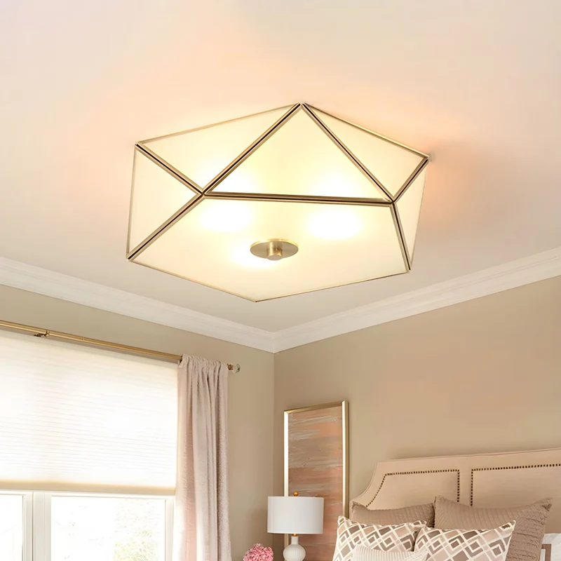Vintage Prismatic Glass Flush Mount Ceiling Light | Welvra
