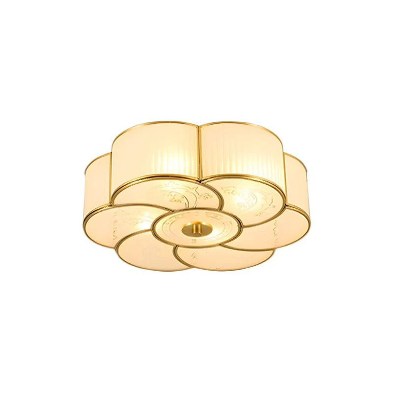Vintage Brass Frosted Glass Flush Ceiling Light | Briluna