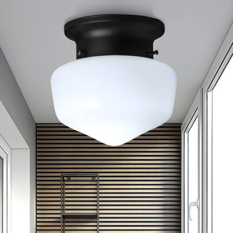 Compact White Glass Flush Mount Ceiling Light Fixture | Lumavia
