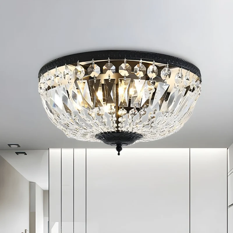Crystal Dome Scandinavian Flush Mount Ceiling Light | Lustrae