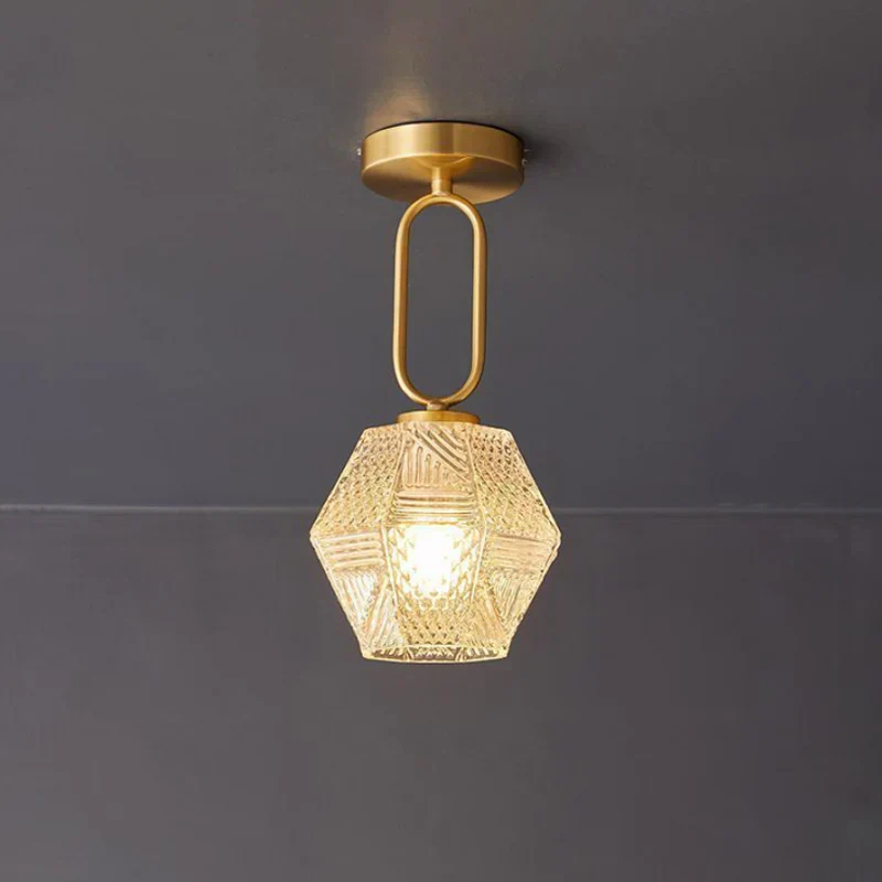 Art Deco Brass Glass Ceiling Light Fixture | Briluxa