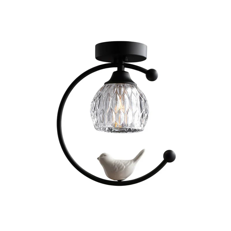 Modern Brass Ceiling Light with Ceramic Bird Accent | Avilux