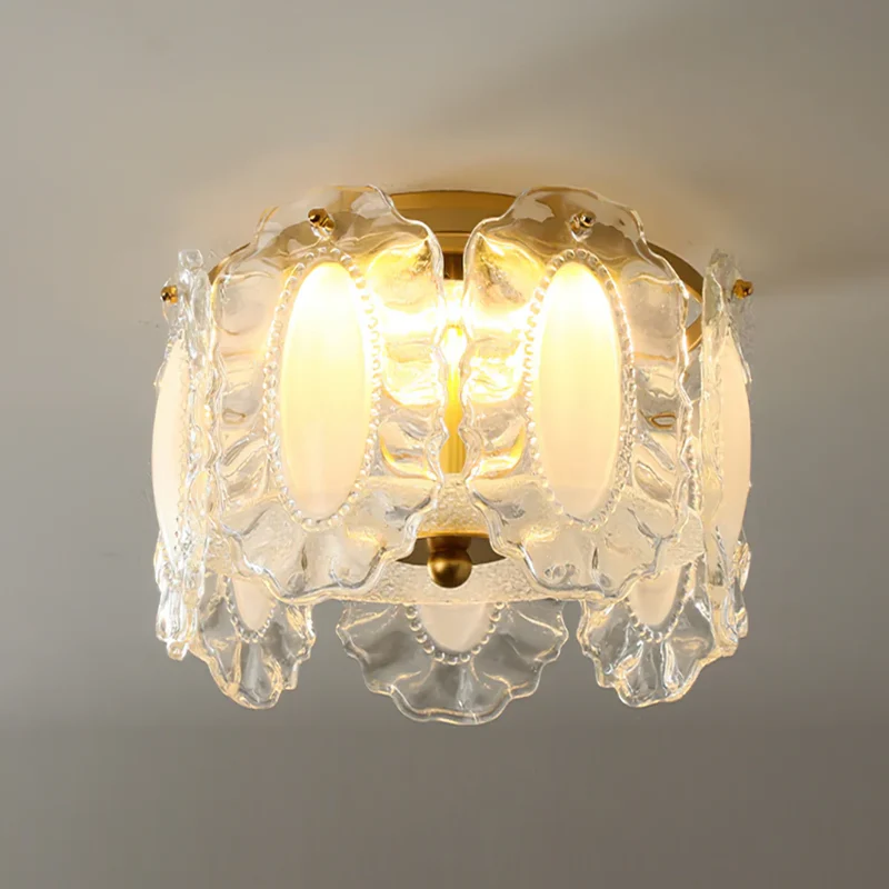 Scandinavian Ceiling Light Glass Petals Pearl Detail | Perlon