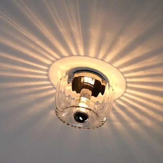 Rippled Glass Ceiling Flush Mount Interior Light | Pharix