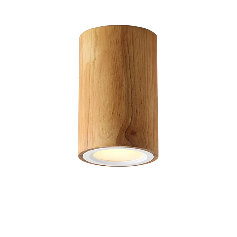 Nordic Cylinder Wood Ceiling Light Compact Fixture | Lyniro