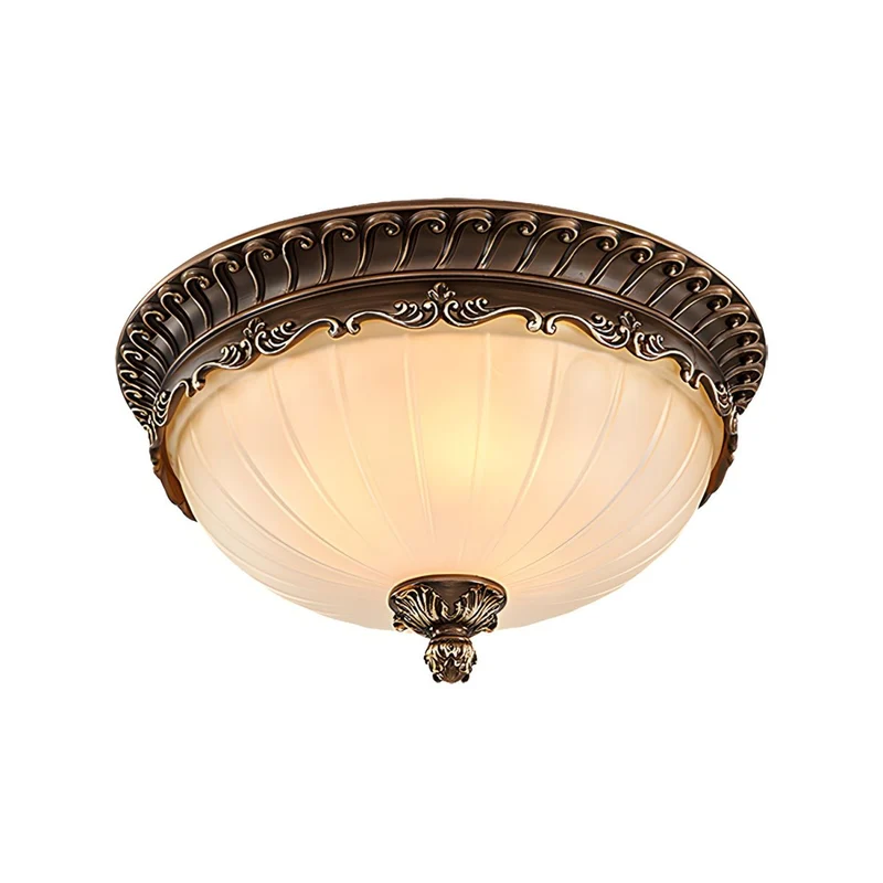 Bronze Traditional Ceiling Fixture with Frosted Glass Bowl | Brimora