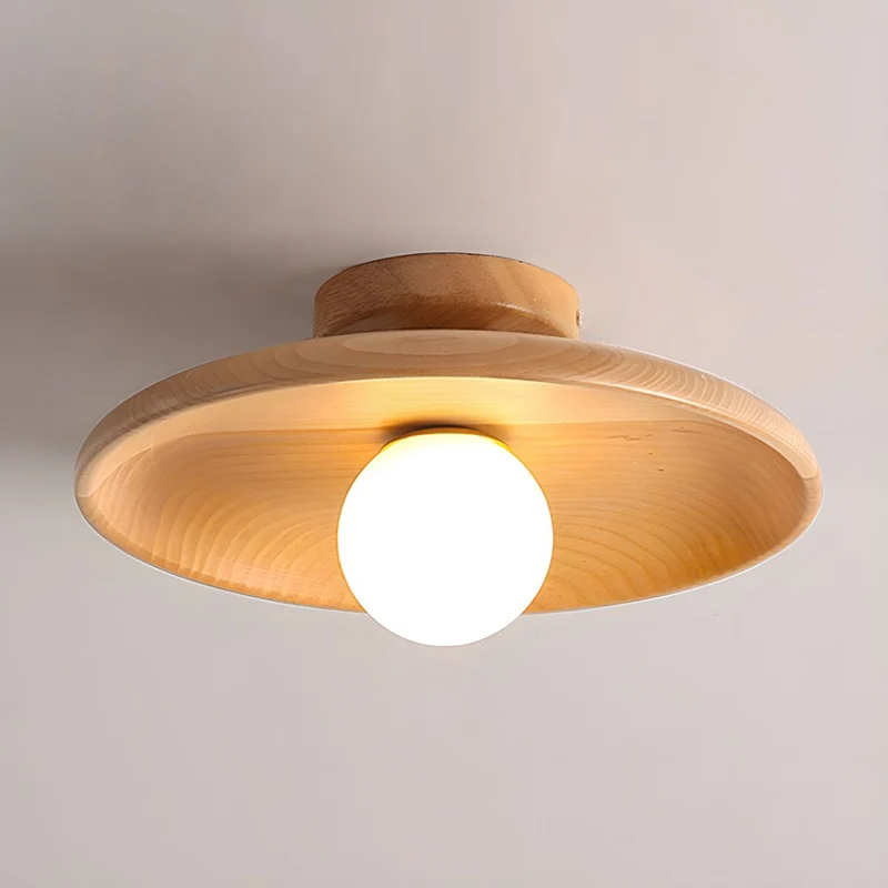 Nordic Wooden Globe Flush Ceiling Light Minimal | Velnora