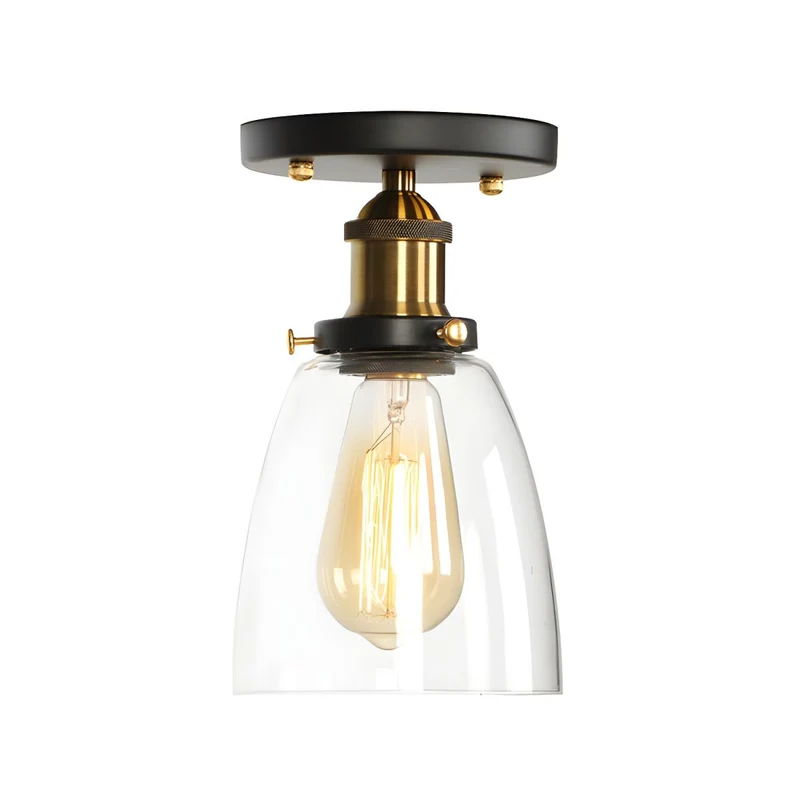 Industrial Semi Flush Ceiling Light Glass Compact Design | Varliso