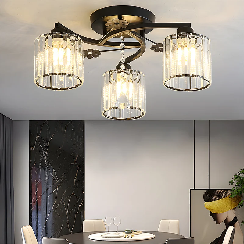 Crystal Semi Flush Ceiling Light Fixture for Indoor Spaces | Alerix