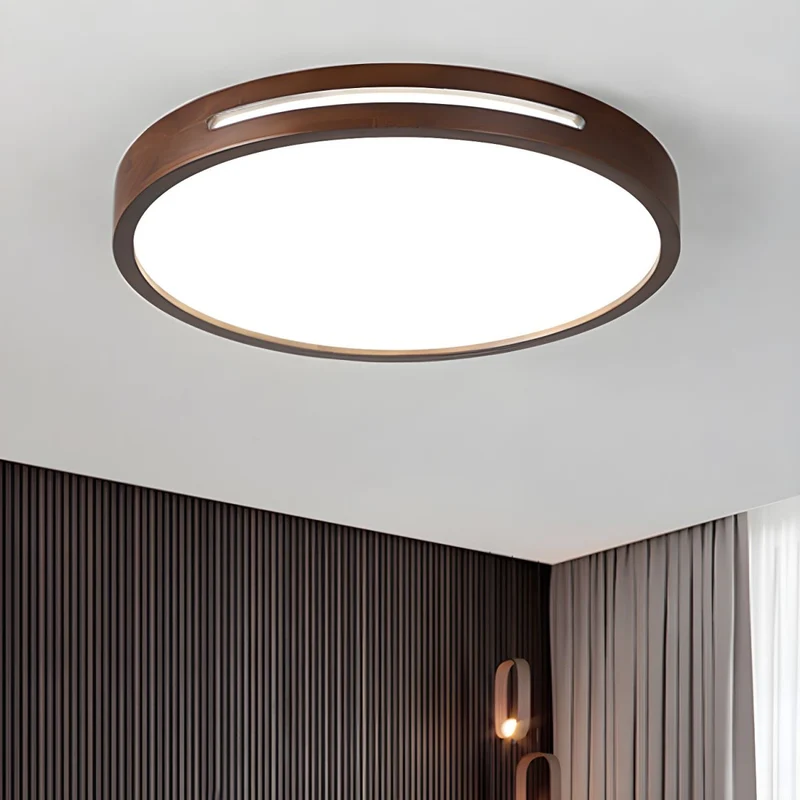 Minimalist Japanese Wood LED Flush Ceiling Fixture | Tanireo