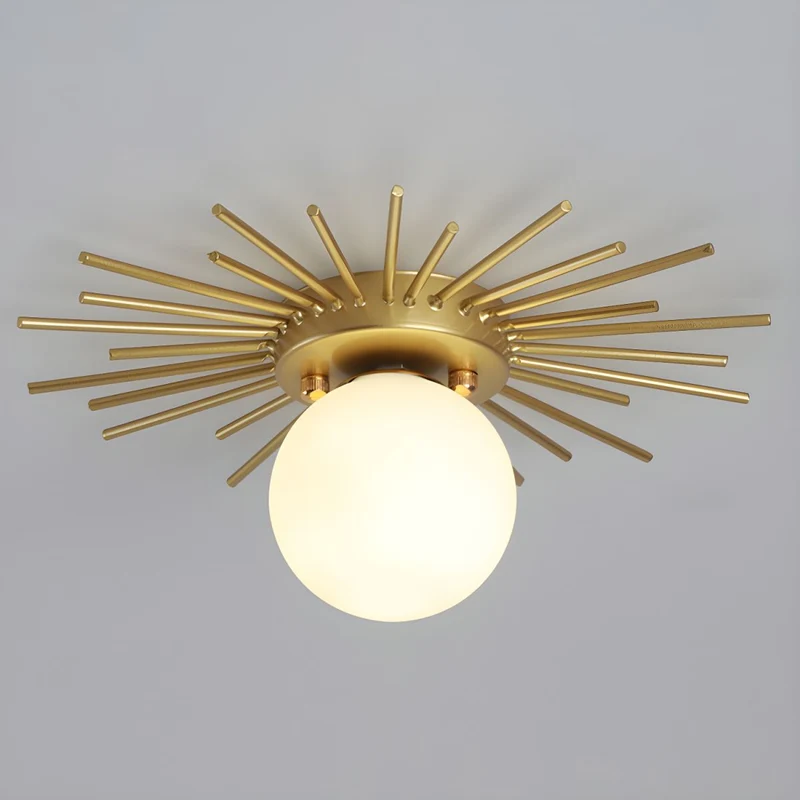 Modern Nordic Glass Flush Ceiling Fixture Gold White Shade | Lumarisx