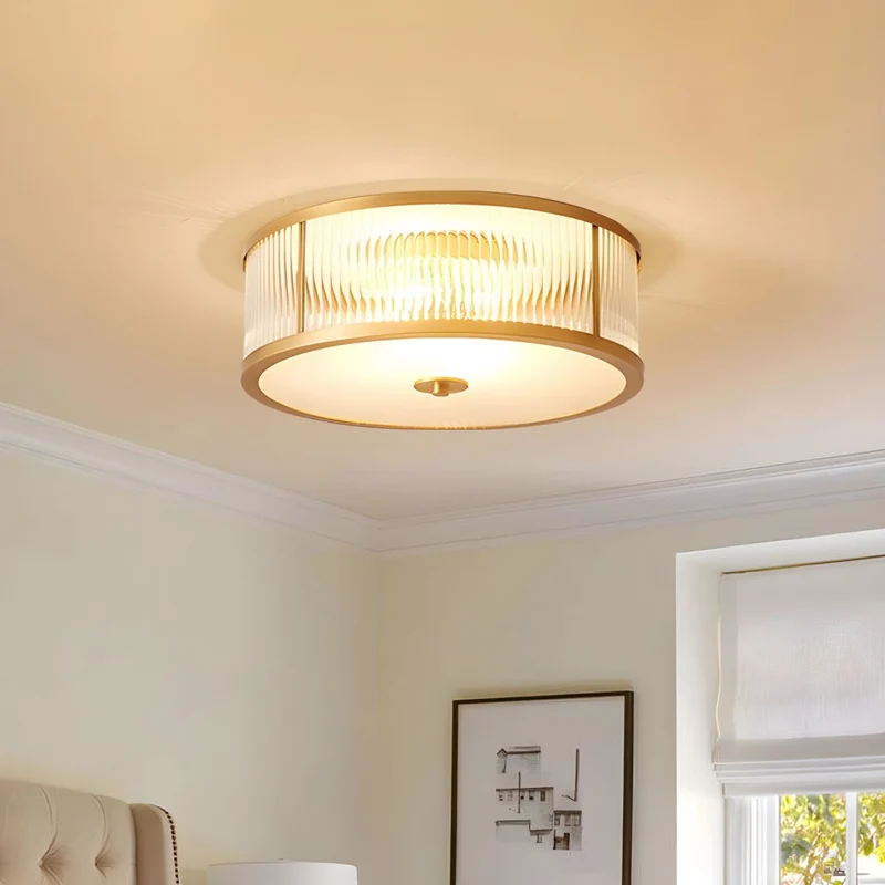 Brass Vintage Ceiling Lamp with Frosted Glass Shade | Alvirox