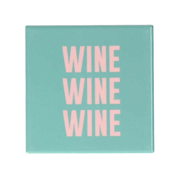 Tegeltje 'Wine' - groen met roze - 10x10 cm