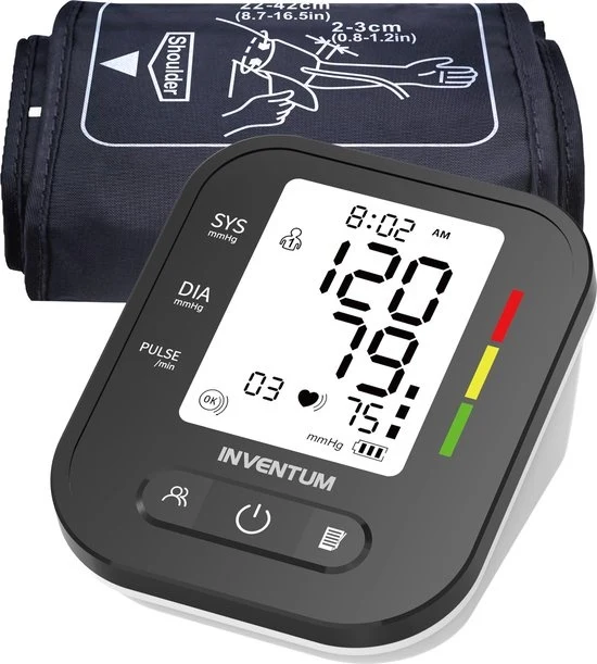 Inventum BDA435 - Bloeddrukmeter bovenarm - Hartslagmeter - Manchet 22 tot 42 cm