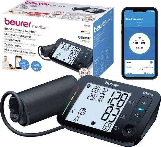Beurer BM 54 Bluetooth Bloeddrukmeter bovenarm - Smart - XL Display - Manchet tot 44 cm