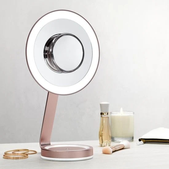 BaByliss LED Beauty Mirror Make-Up Spiegel 9450E - LED-verlichting met 3 instellingen - Afneembaar magnetisch spiegeltje 10x vergrotend - Verpakking beschadigd