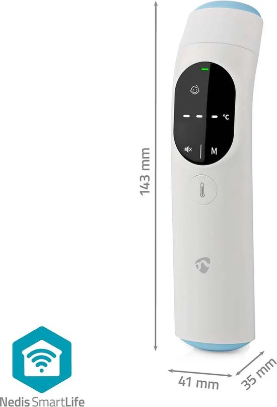 Nedis SmartLife Infrarood Thermometer - LED-Scherm - Oor / Voorhoofd - Wit