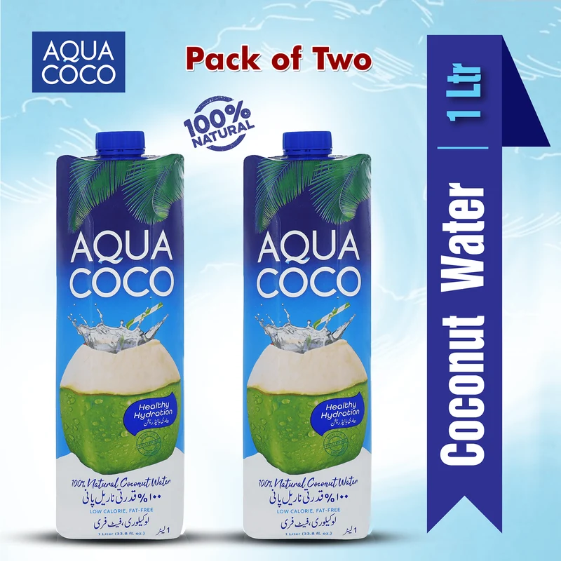 Aqua Coco 100% Natural Coconut Water (2pcs of 1Ltr)