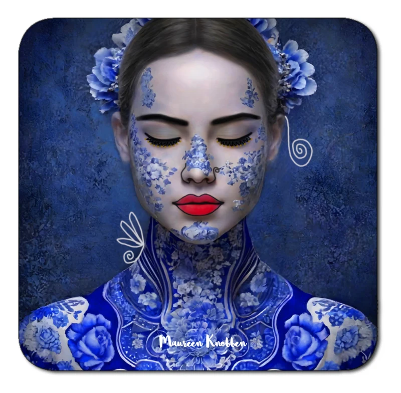 Onderzetters "Lady Delft" eyes-closed