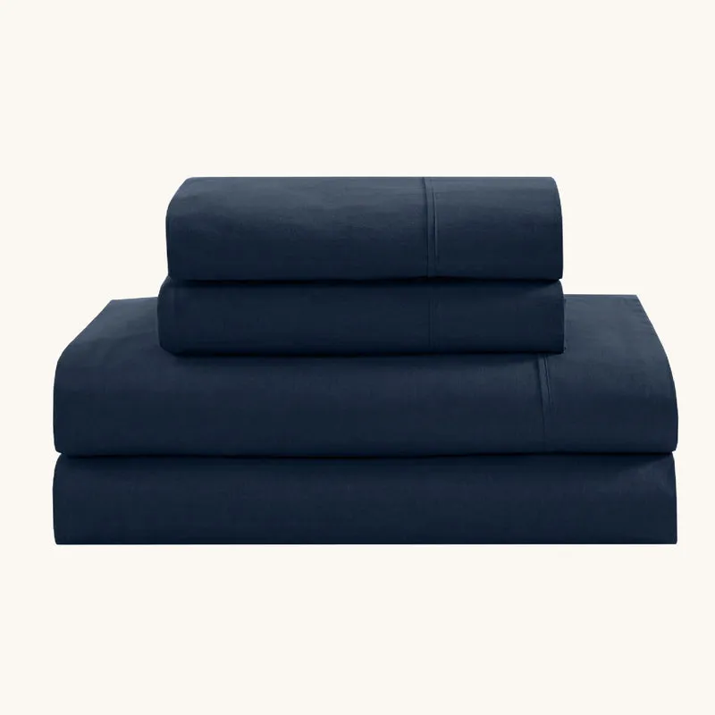 Sleep Comfy Satijn Katoen Dekbedovertrekset | Marineblauw