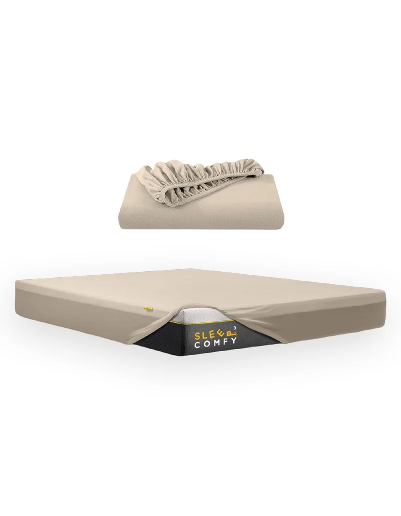 Premium Katoen Hoeslaken | Taupe/Creme