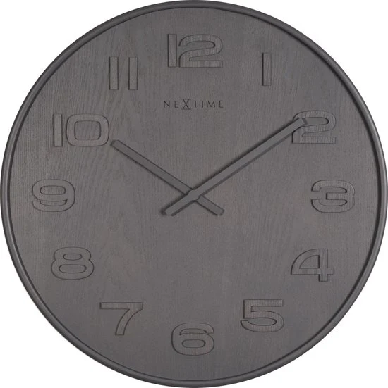 NeXtime Wood Wood Big Klok Rond Hout Ø53 cm Grijs/Wit
