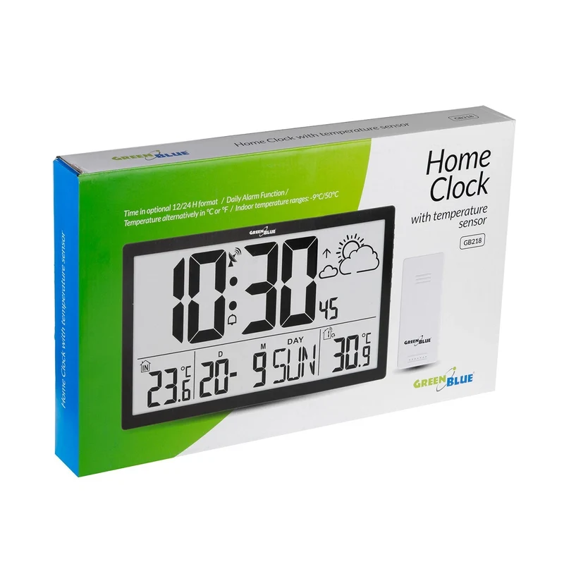 GreenBlue LCD Wandklok met weerstation G — zo goed als nieuw
