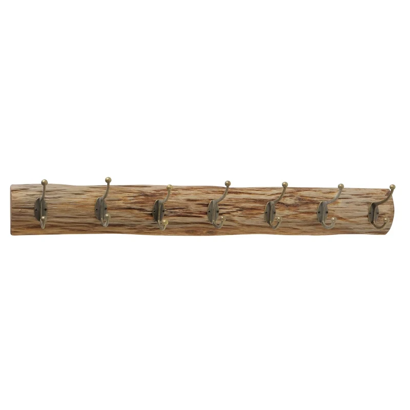 Jassen kapstok haken hout/staal 75 cm — nieuw