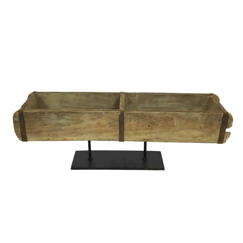 Decoratief antiek houten steenmal op voet