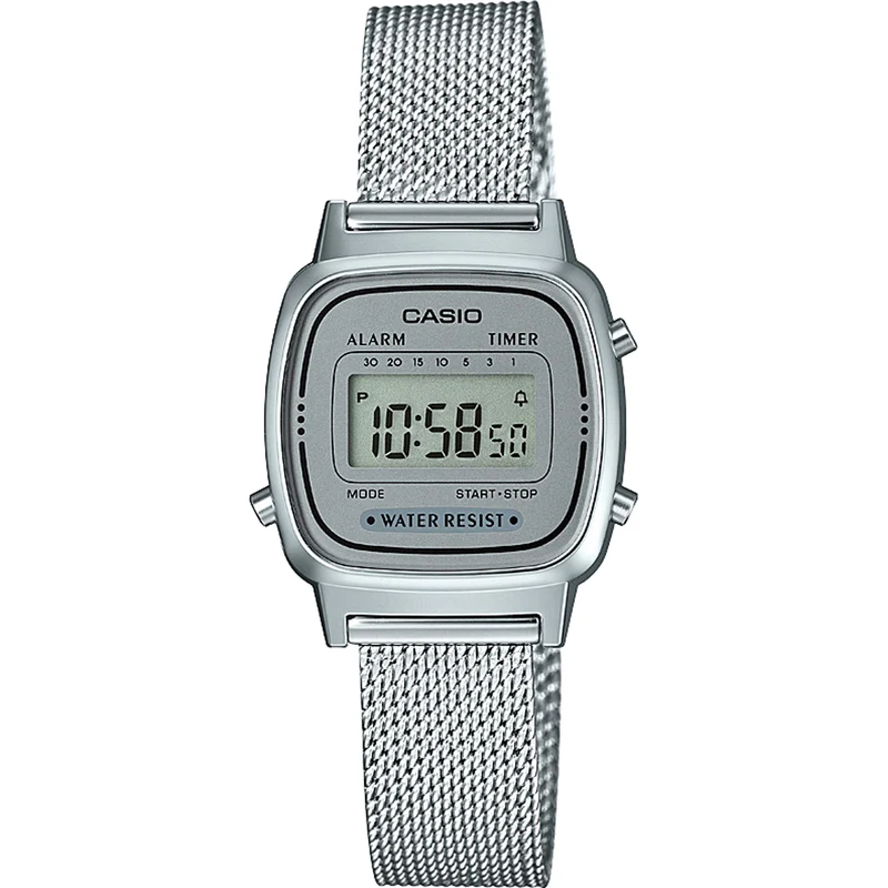 Casio retro dameshorloge 24mm zilverkleurig