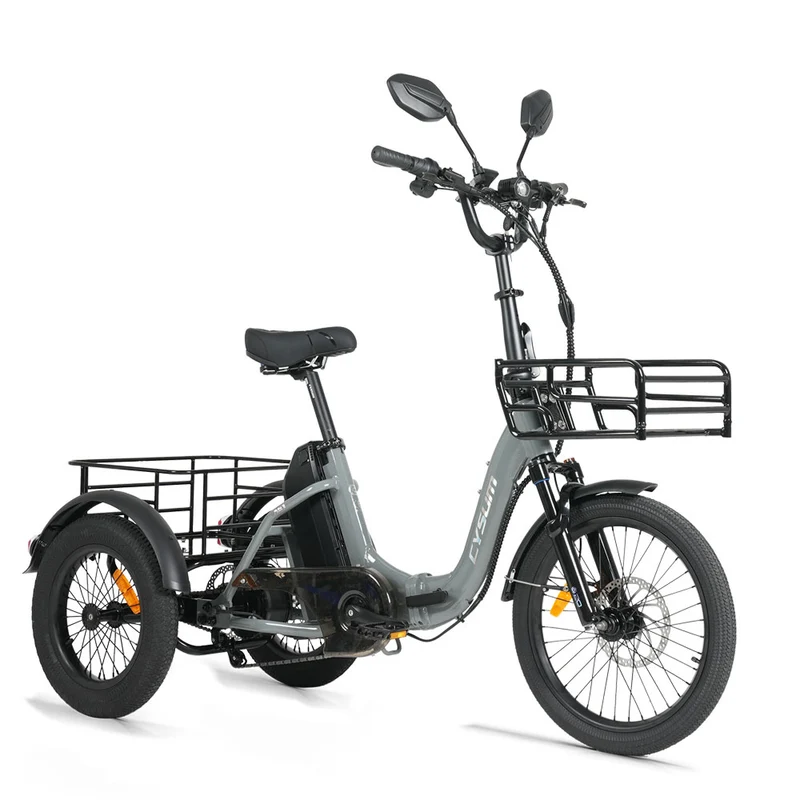 CYSUM AG1 Pro 48V 750W Electric Tricycle High Speed Electric Foldable Bicycle for Adults, Three-Wheeled Cargo E-bike with 20AH Removable Battery with