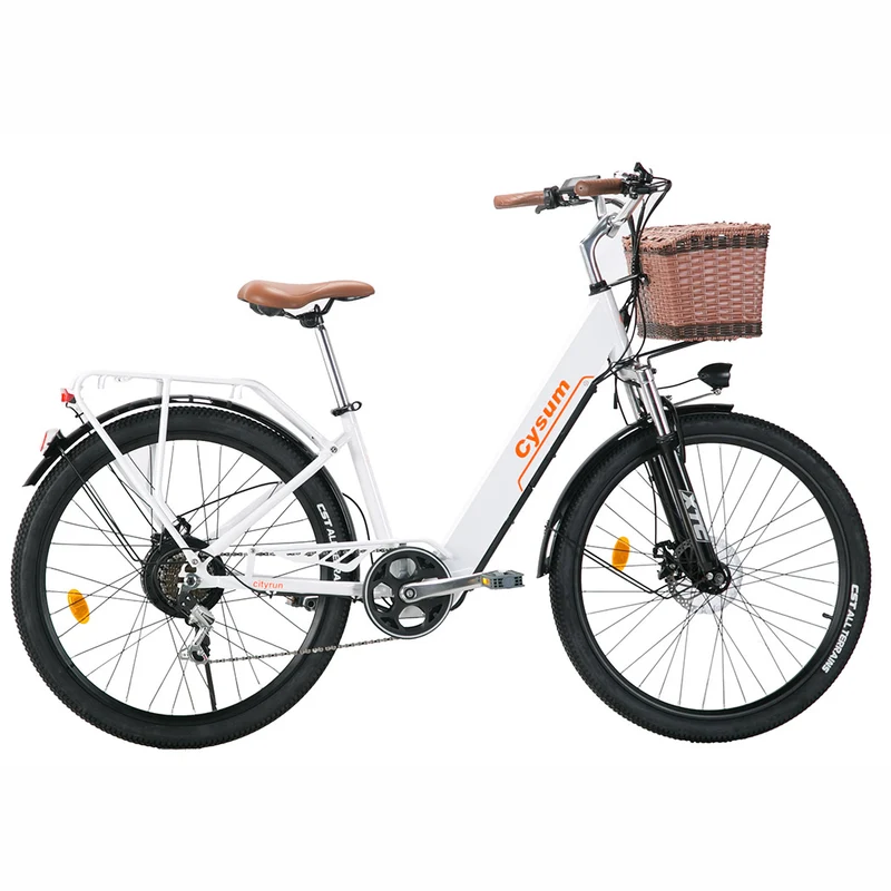 CYSUM Cityrun Electric City Bicycle 36V 250W E-Bike with 36V 10Ah Lithium Battery, 26" Commuter Electric Bike for Women